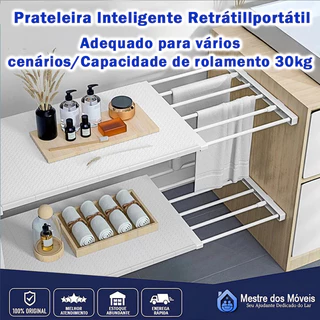 Organizador Prateleira Inteligente Retrátil portátil 30 a 120 cm Branca Extensível Largura 24 cm em Oferta na Shopee