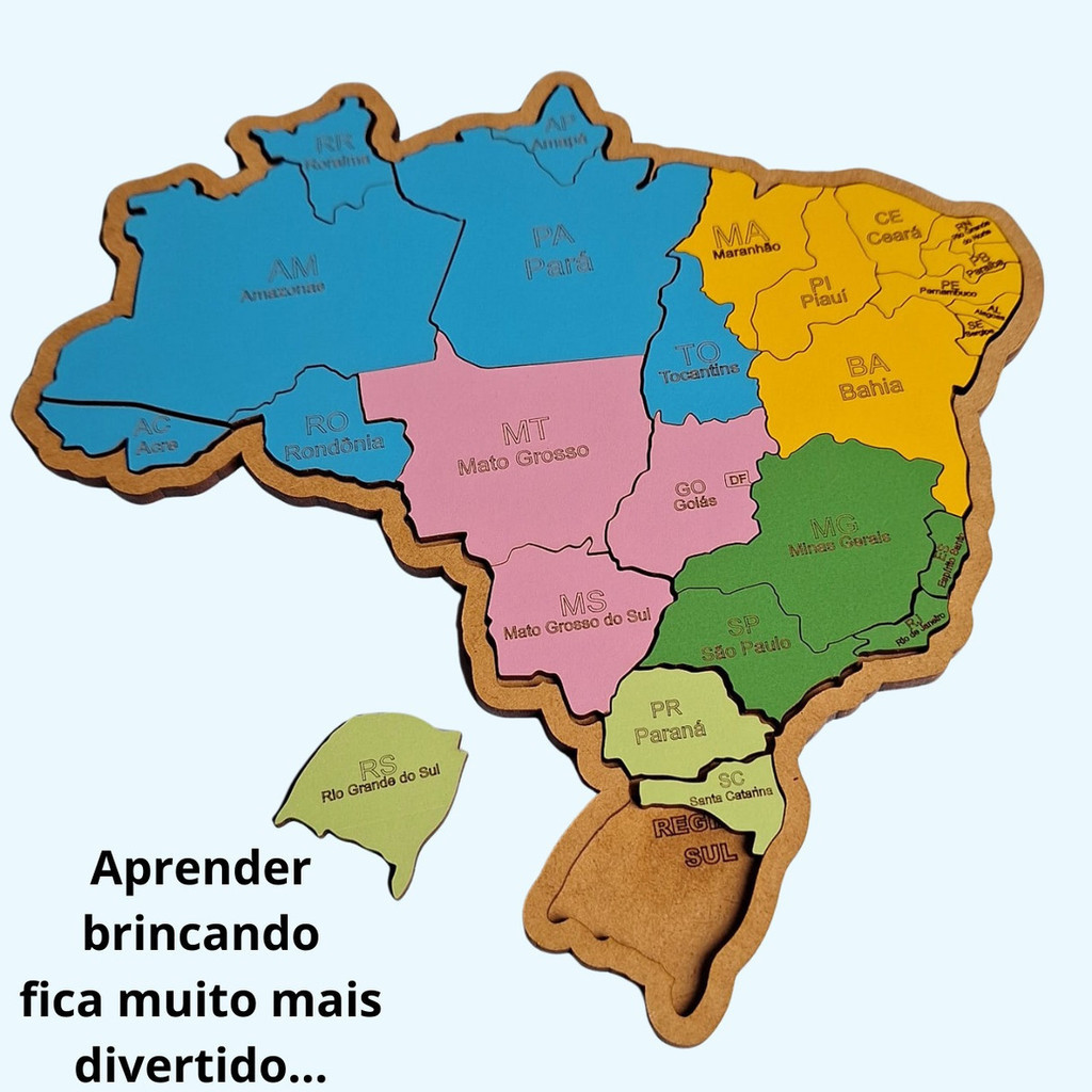 Jogo Educativo E Pedagógico Mapa Do Brasil E Suas Regiões Para ...