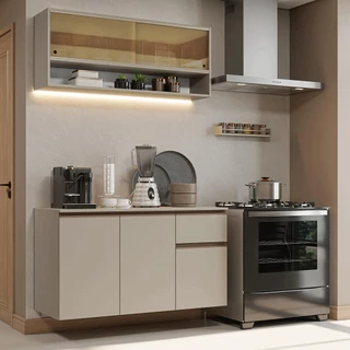 Armário de Cozinha Compacta 120 cm Suspensa Crema Nice Madesa 03 em Oferta na Shopee