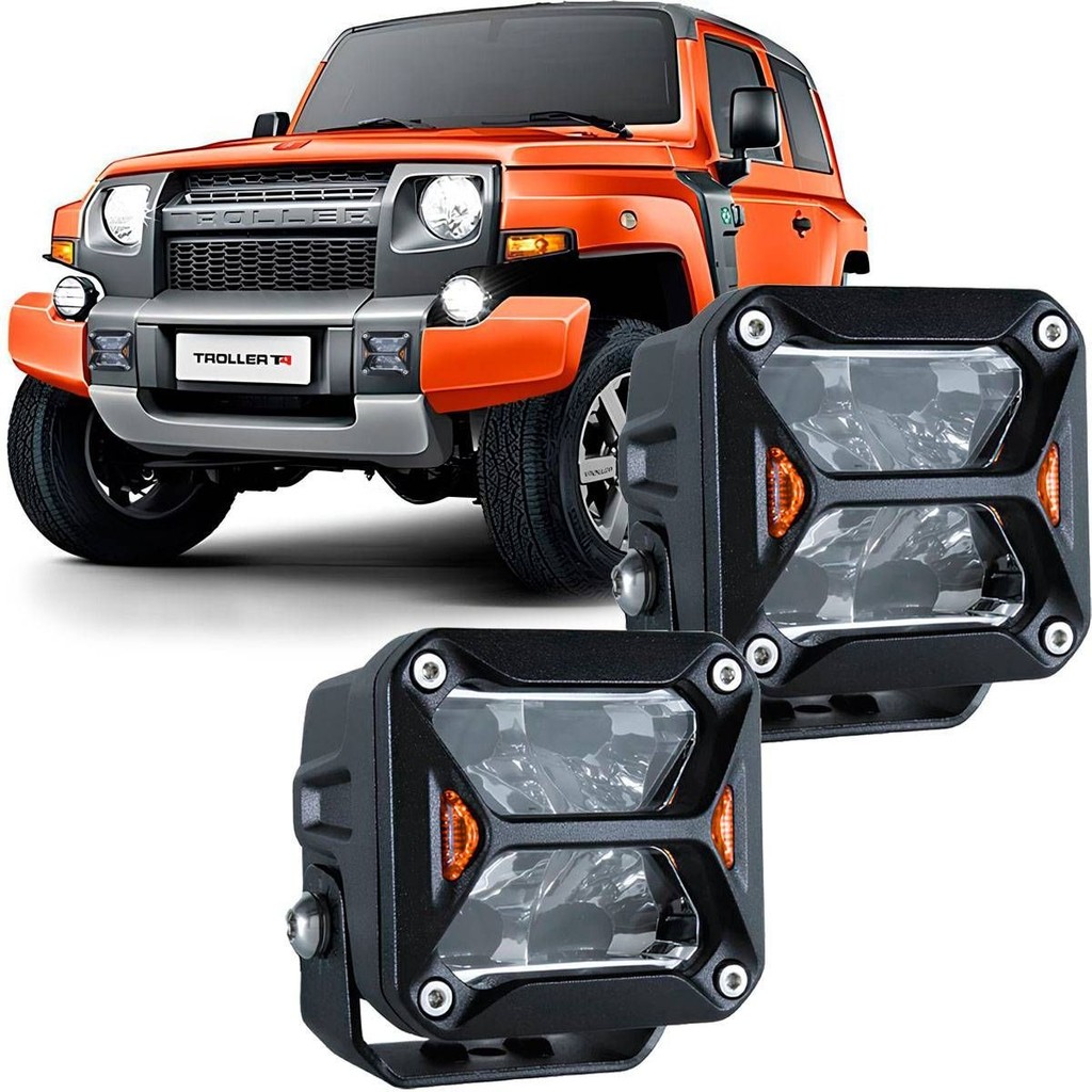Farol Auxiliar Offroad Jeep Troller 4 Leds 20W 1800Lm 12/24V | Shopee ...
