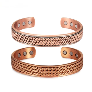 Pulseira Torcida De Cobre Puro Para Homens E Mulheres , Terapia Magnética Ajustável , 12mm De Largura , Pulseiras De Ene