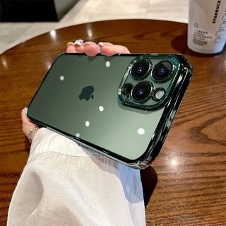 Kit Protetora Capinha Capa Premium de TPU Com Borda Galvanoplástica Proteção de Câmera iPhone 11 12 13 14 15 Pro Max Plus ProMax Mais Resistente De Alta Qualidade D01