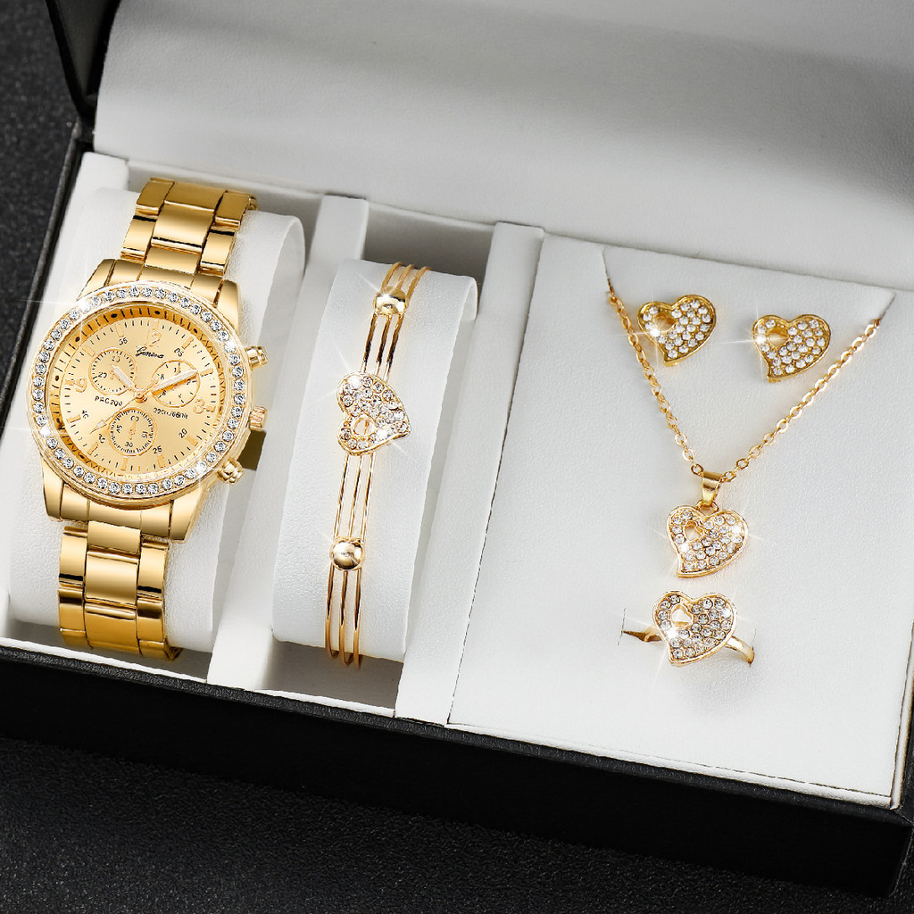 Relógio de Genebra Ladies Watch Moda Diamante Faixa de Aço Quartzo Watch Diamond Heart Jewelry