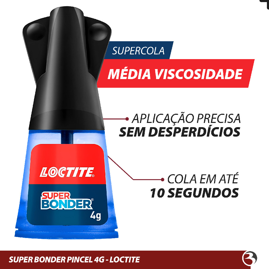 Kit 3 Cola Super Bonder 4g Com Pincel Loctite Instantânea Multiuso ...