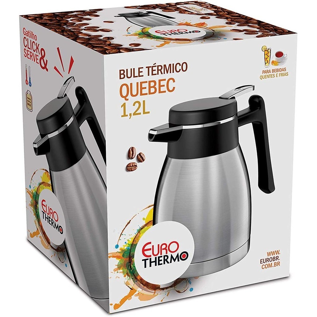 Garrafa Bule Térmico com Gatilho Click Quebec 1,2l Inox BT55