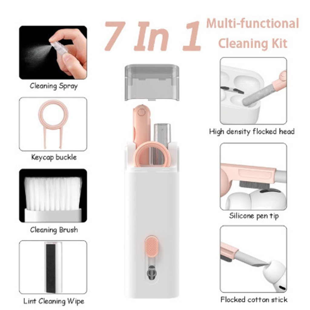 Kit De Escovas De Limpeza Multifuncionais 7 Em 1, Limpador eletronicos Marisastore