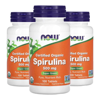 Kit 3x Spirulina Orgânica 500mg Now Foods 100 Tablets/Made in Usa