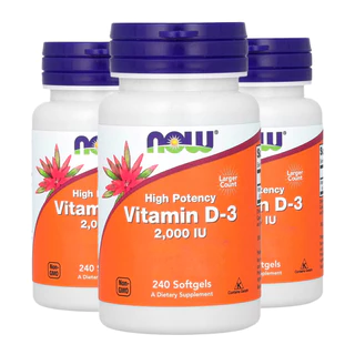 Kit 3x Vitamina D3 2000 IU Alta Potência Now Foods 240Softgls /Made in Usa
