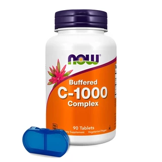 Vitamina C 1000mg Now Foods Bioflavonids 90Tbs Importado + Porta Cápsulas