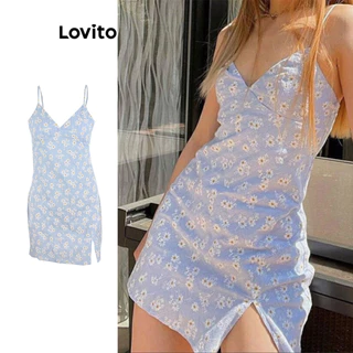 Lovito Vestido casual com padrão liso para mulheres LNA72199