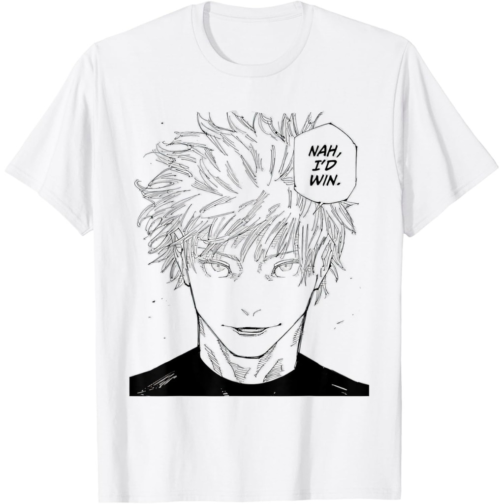 2024 Camiseta Masculina Funny Anime Meme Nah I'd Win Reference Gojo T-Shirt Nova