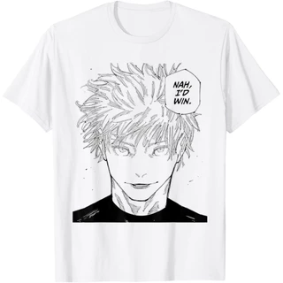 2024 Camiseta Masculina Funny Anime Meme Nah I'd Win Reference Gojo T-Shirt Nova