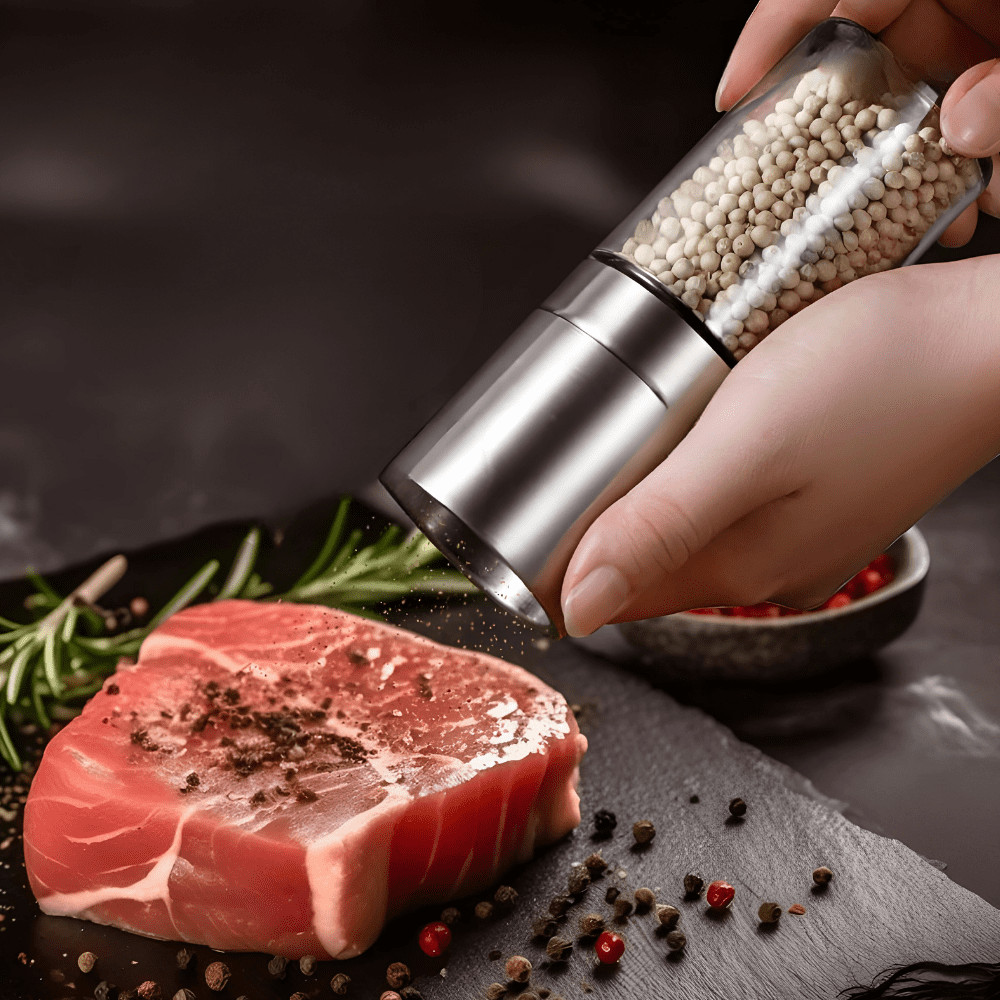 Moedor Manual Inox para Sal e Pimenta — Triturador Manual de