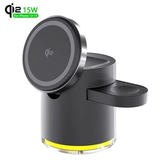 Nova Chegada qi2 Carregador Sem Fio Com Luz Noturna Para Telefone 16promax Rápido Suporte De Carregamento De Mesa