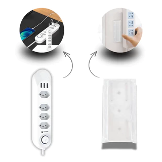 Kit Extensão Universal com 4 Saídas e Suporte de Parede – Conecte e Organize com Facilidade