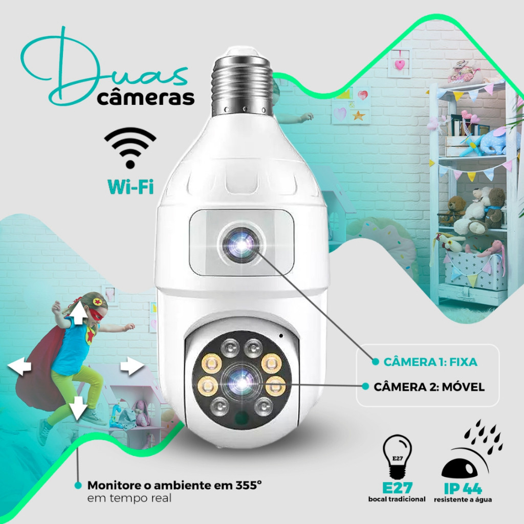 camera de segurança lampada com duas lentes wifi 360° | Shopee Brasil