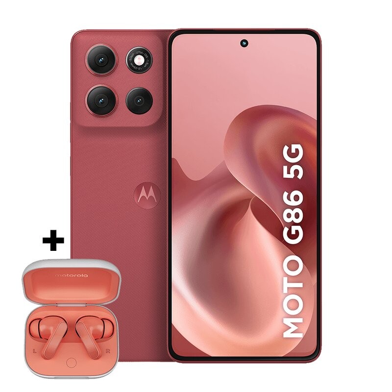 Smartphone Motorola Moto G86 5G 256GB - Vermelho, 24GB RAM (8GB+16GB), Tela 6,7" com Fone Moto Buds