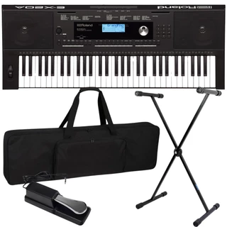 Kit Teclado Musical Roland Ex20a 61 Teclas + Suporte Capa Pedal em Oferta na Shopee
