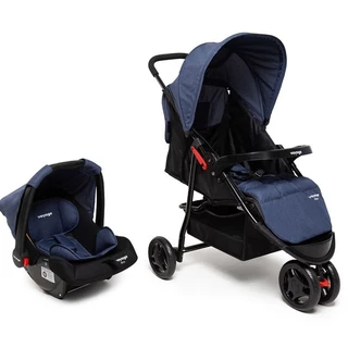 Travel System Delta DUO PRO - Voyage Azul Mescla em Oferta na Shopee