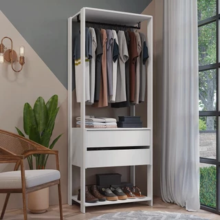 Guarda-Roupa Closet Modulado 2 Gavetas 70cm Branco Valencia Madesa em Oferta na Shopee