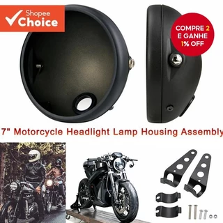 Farol Redondo De Motocicleta 7-Inch Retro Balde Modificado Base De LED Peças Shell Tampa De Montagem