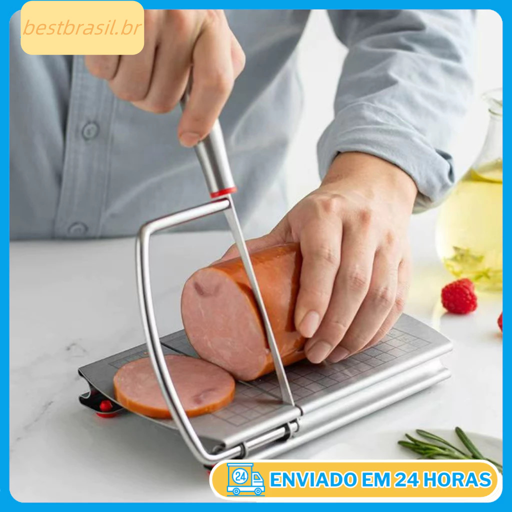 Fatiador Cortador de Queijo Frios Manual a Fio de Aço Inox M