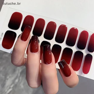 TU 16 Pçs/Folha Semi-Cured Gel Unha Polonês Adesivo De Longa Duração Extensão Creme Decalque Do Prego Capa Completa Grad em Oferta na Shopee