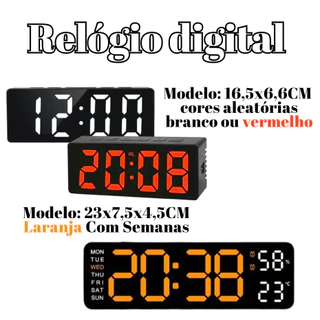 Relogio Digital 23x7,5x4,5Cm Ou 16,5x6,6CM USB Alarme Luminoso Recarregavel De Mesa Led Semanal em Oferta na Shopee