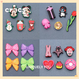 Crocs Jibbitz Acessórios Para Caixas De Presente De Flores Fivela De Sapato Disney Charme Natal Mickey Flor De Desenho Animado