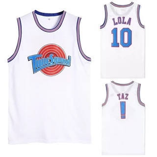 Esquadrão de Filmes Cosplay Costume Space Jam Tune#1灌木10 Equipe de Basquetebol Lola Rabbit Jersey Número Cosido Top Sportswear