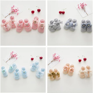 3 Pares/Set Cute Lace Flowers Recém-Nascidos Meias De Algodão Para Crianças