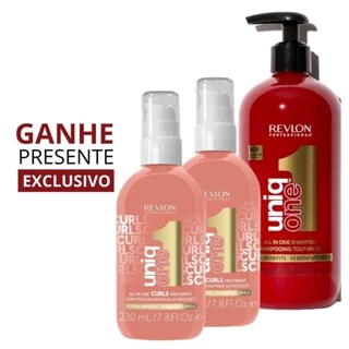Kit Revlon Uniq One All in One Shampoo 490ml + 2 Uniq One All In One Curls Treatment 230ml + Brinde Exclusivo