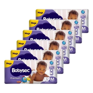 Fralda Descartável Babysec Premium Mega Tamanho M - 6 Pacotes com 32 Fraldas - Total 192 Tiras em Oferta na Shopee