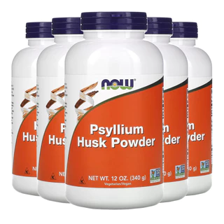 Kit 5x Pó de Casca de Psyllium 340g Now Foods Psyllium /Made in Usa