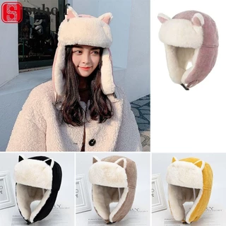 SUHELF Winter Boné , Chapéu De Bombardeiro Espesso À Prova De Vento Pele De Ushanka De Pelúcia Quente Para Homens Mulheres