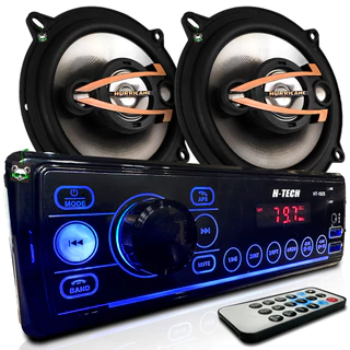 Kit Som Automotivo Rádio Mp3 + Par Alto Falante Quadriaxial 5 Pol 160w