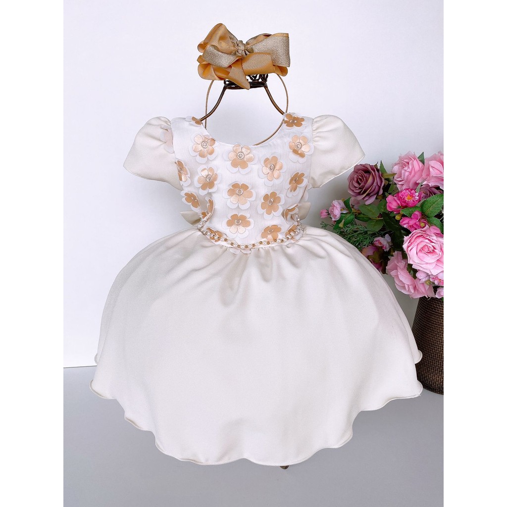 Vestido Banana Club Off com Dourado Peito Flores Shopee Brasil