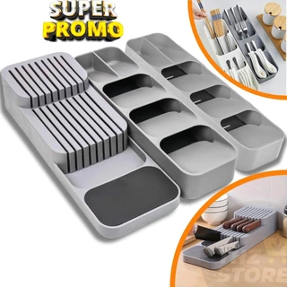 Kit Organizador de Gaveta Porta Talheres Facas Cozinha Suporte Separador Divisória Colher Garfo Cepo