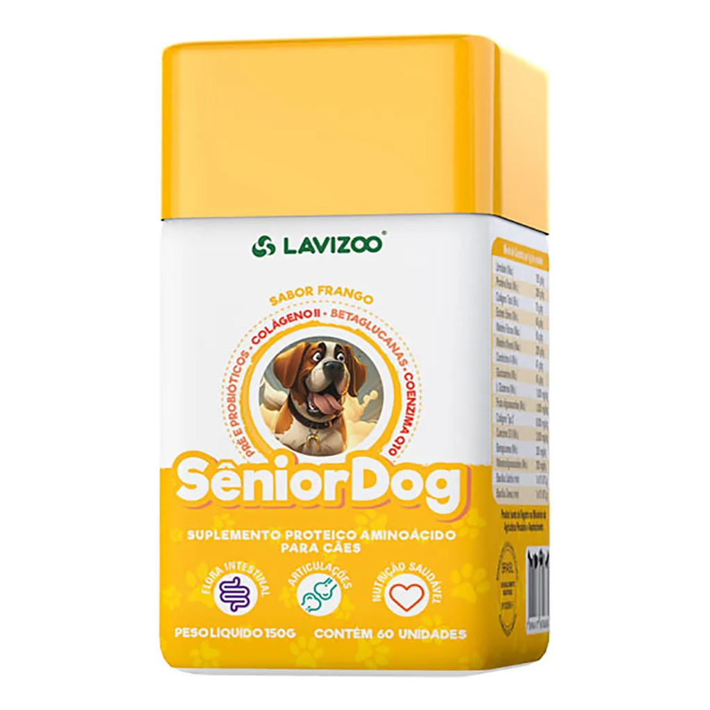 Suplemento Senior Dog Lavizoo Pet Vitaminas Petiscos Cães Cachorro ...