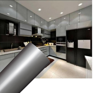 Papel Contact Adesivo Para Móveis Geladeira Eletros Portas Prata Inox Brilho 4x0,50M