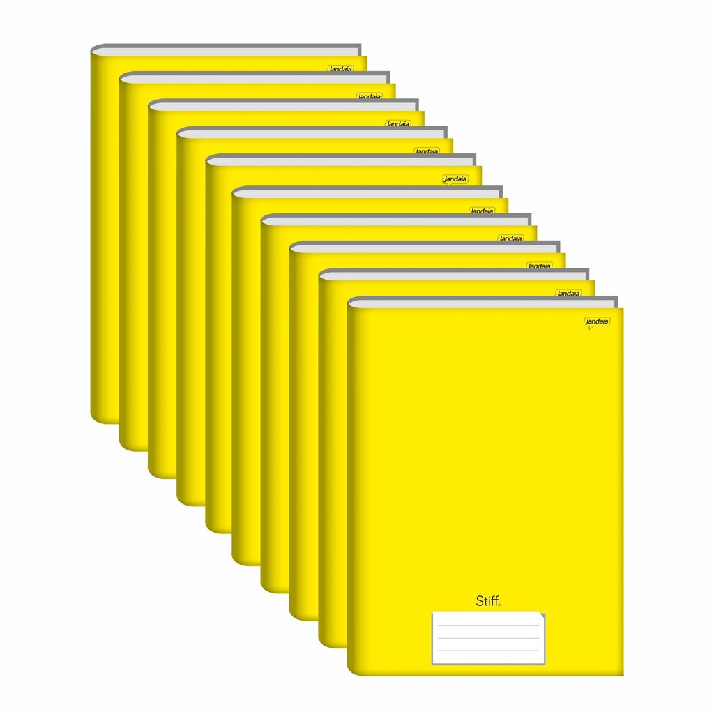 Caderno Brochura 1/4 Pequeno 48 Fls Amarelo Stiff Jandaia Kit 10 Un.