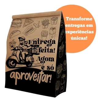Saco Kraft Delivery 100un TAMANHO G Embalagem Para Entrega Ifood