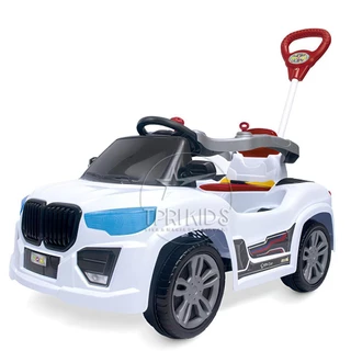 CARRINHO DE PASSEIO INFANTIL COM PEDAL E EMPURRADOR BM CAR BRANCA QUADRICICLO BRINQUEDO MOTINHA MOTOCA MOTOQUINHA MARAL