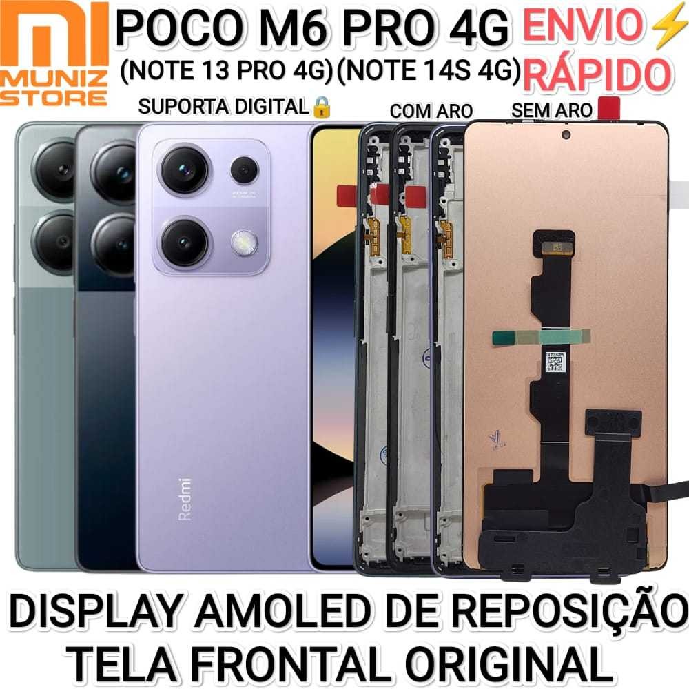 Display Amoled Redmi Note 13 Pro 4G/Note 14S 4G/Poco M6 Pro 4G 6.67 ...