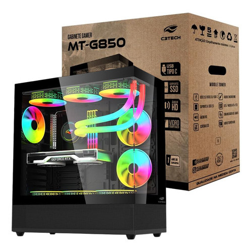 Gabinete Gamer Aquarius Lateral Vidro Atx Micro Atx C3tech
