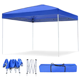 Tenda Gazebo Sanfonada 3x3 Dobrável Reforçada Impermeável Para Camping Eventos Feira Praia Com Bolsa Transporte Azul