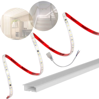 Perfil Led com Fita 2 Metros 120 Leds/m Cor da Luz Branco Frio 6500K 10w Avant em Oferta na Shopee