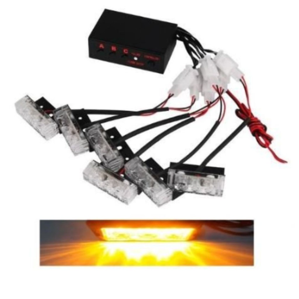 JOGO LED STROBO 6X3 12V LARANJA ALERTA EMERGENCIA | Shopee Brasil