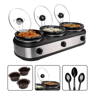 Rechaud Elétrico Triplo Buffet Slow Cooker 3 Panelas 127v 127