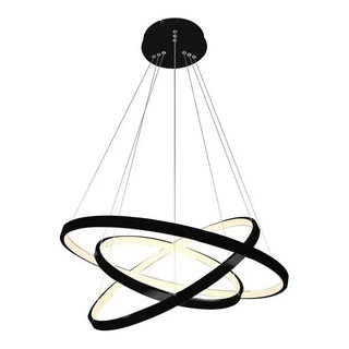 Lustre Led Moderno Pendente Anéis Led 89w 3 Arcos Preto